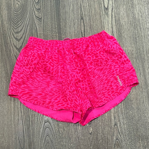 Reebok Pants - Reebok Play Dry Running Shorts Animal Print High Rise Elastic Waist Pink Size M